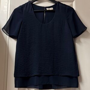 Rebecca Taylor Midnight Blue Textured blouse